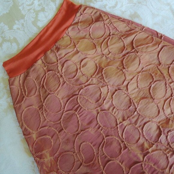 Melanie Grace Designs Gold Orange Shimmery Textured Party Skirt M - Picture 5 of 7